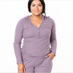 ✨Zyia Active Don't Wake Me Up Sz Small shirt purple waffle knit thermal✨